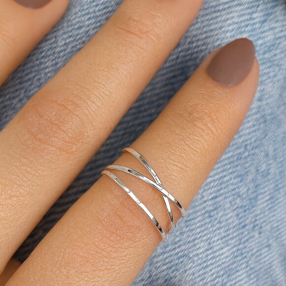 Sterling Silver Fidget Ring – Anxiety Spinner Ring – Minimalist Trinity Ring - Picture 1 of 4